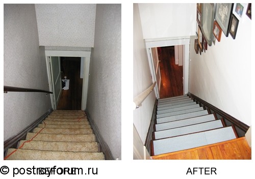 Лестница до и после, работы дизайнеров и строителей
